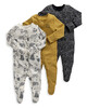 Monochrome Safari Jersey Cotton Sleepsuits 3 Pack image number 1