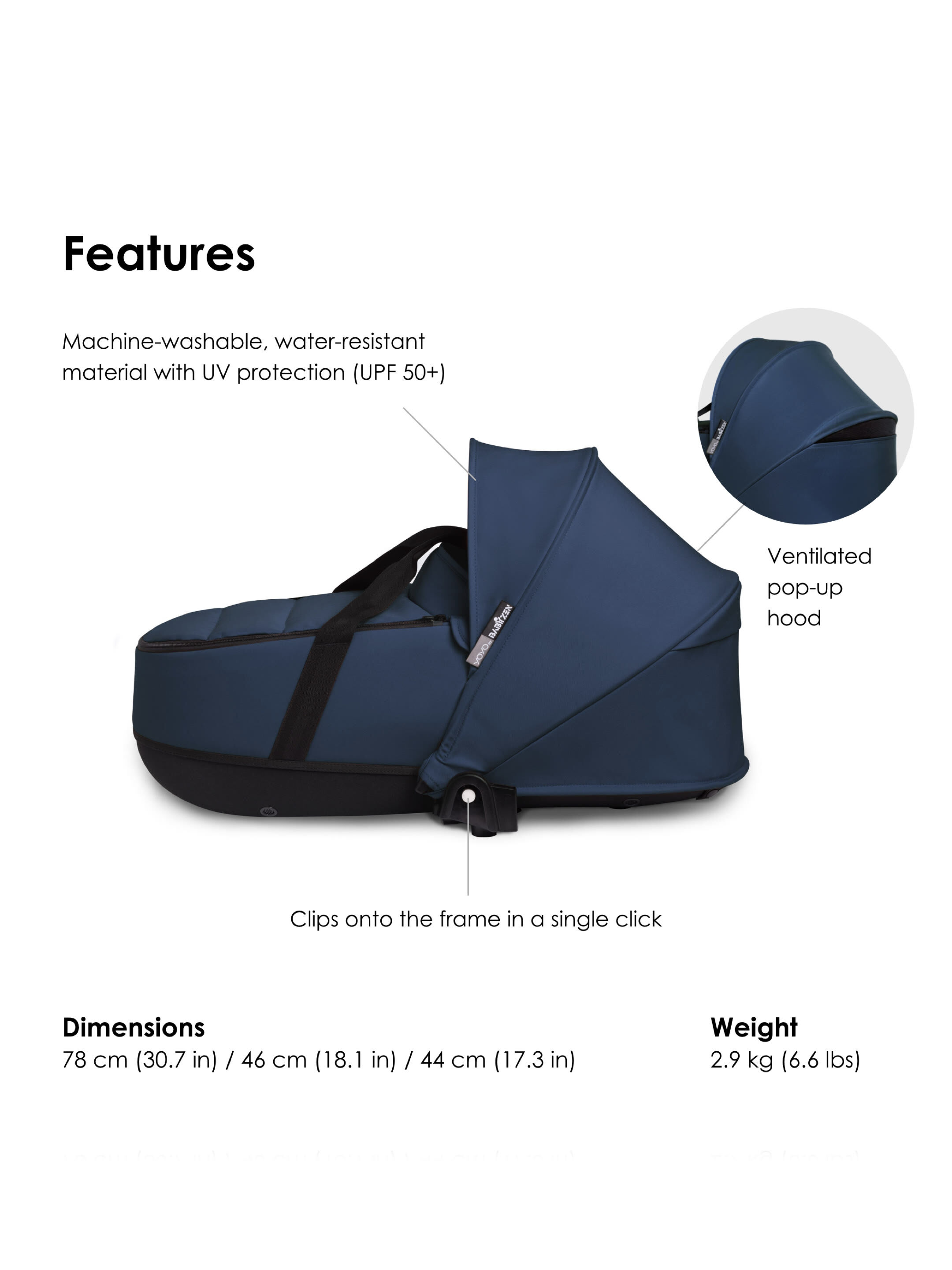 Buy YOYO Bassinet - Air France Blue - View All | Mamas & Papas UAE
