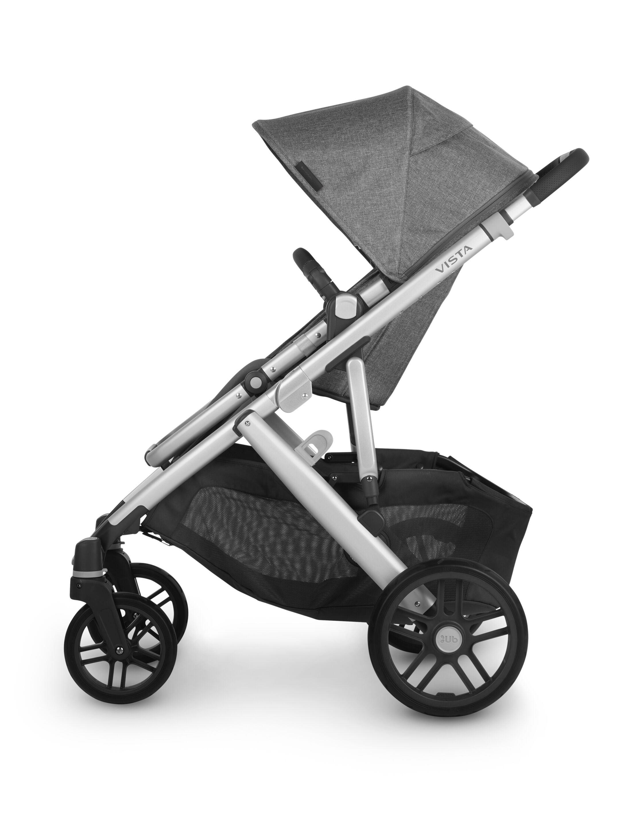 Uppababy - Vista V2 Stroller- Jordan (Charcoal/grey m&eacute;lange fabric/silver/black leather) image number 6
