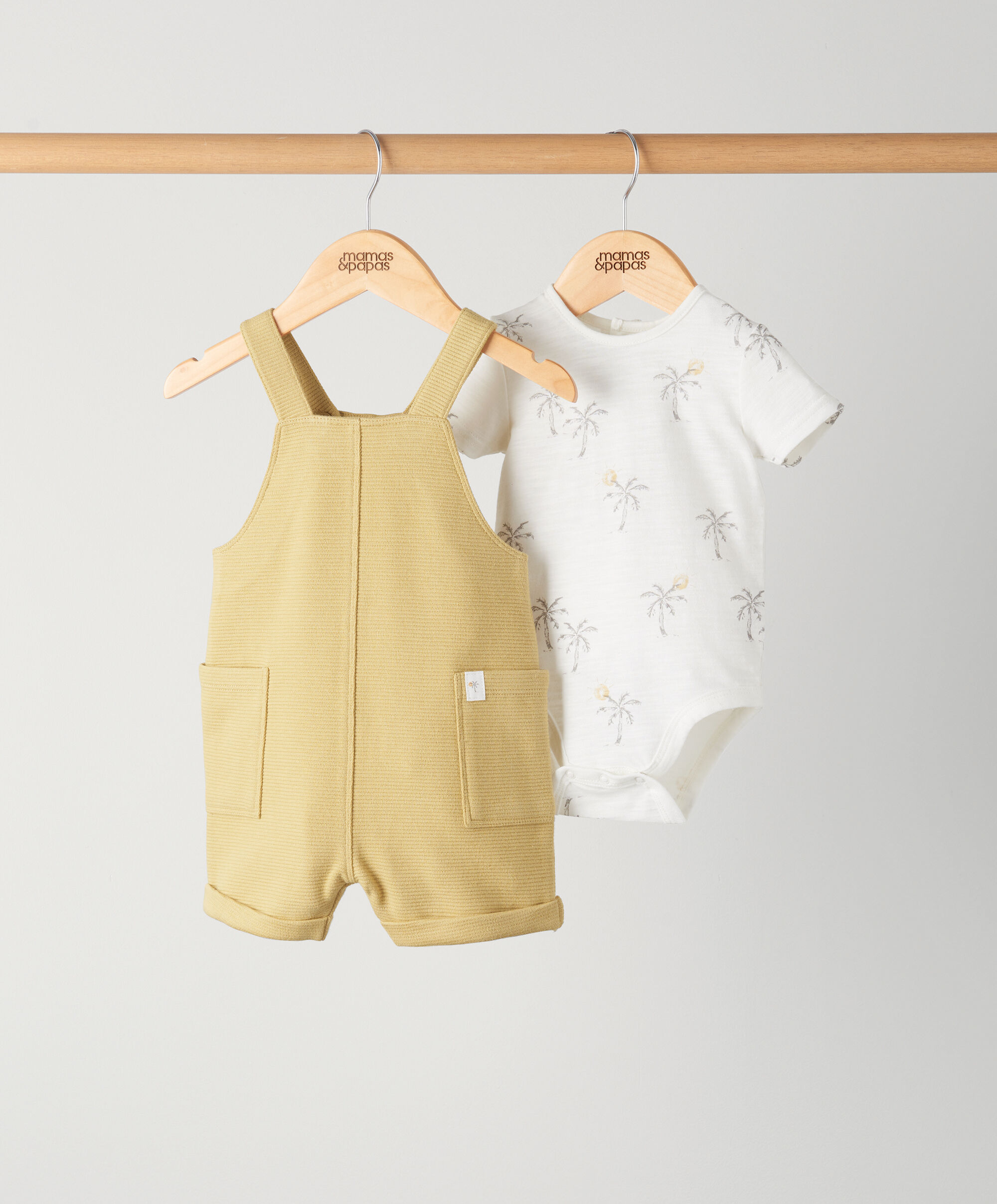Palm Tee & Rib Dungaree Set - 2 Piece Set image number 1