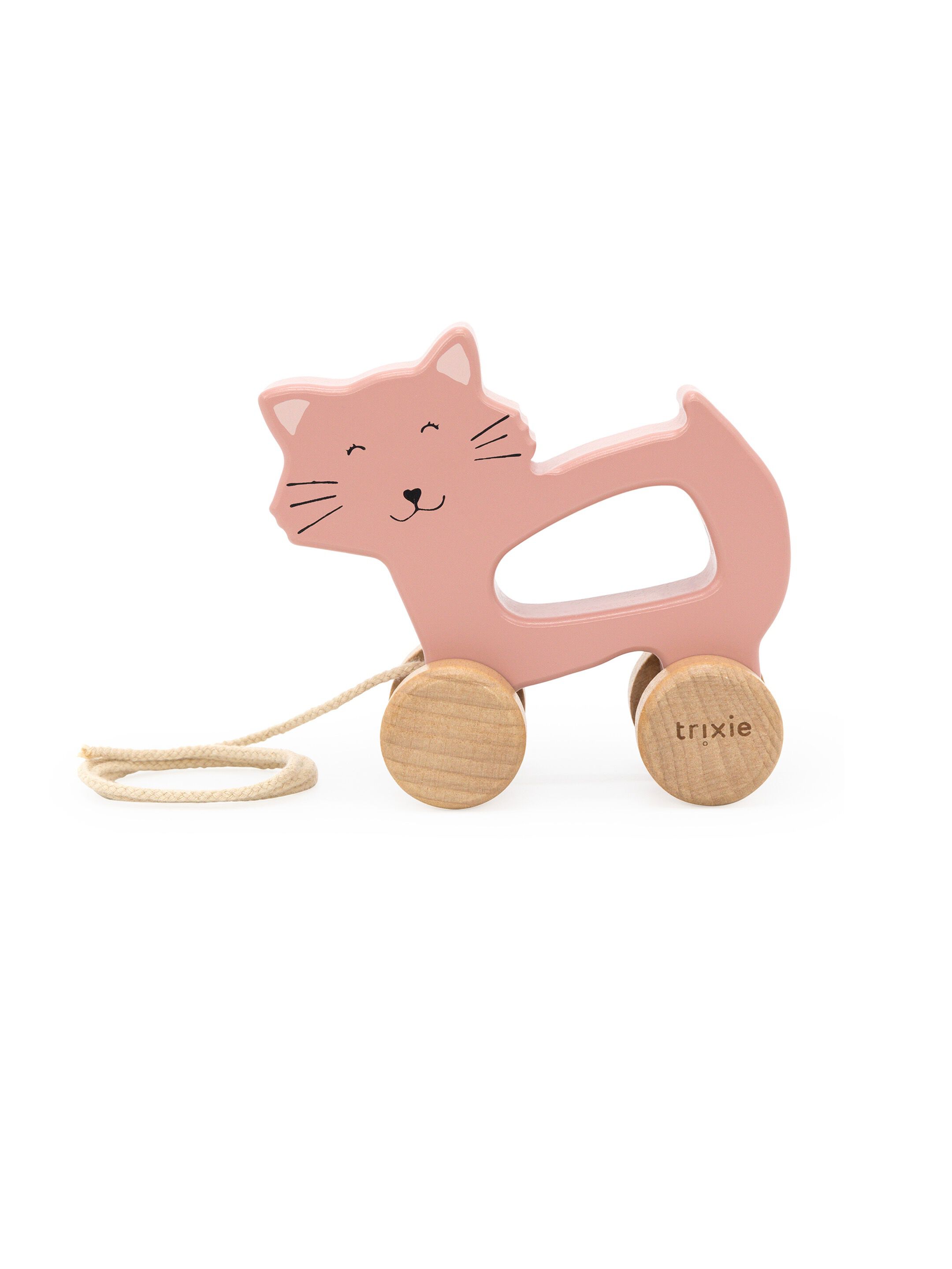 Trixie Wooden pull along toy Mrs. Cat - Pink