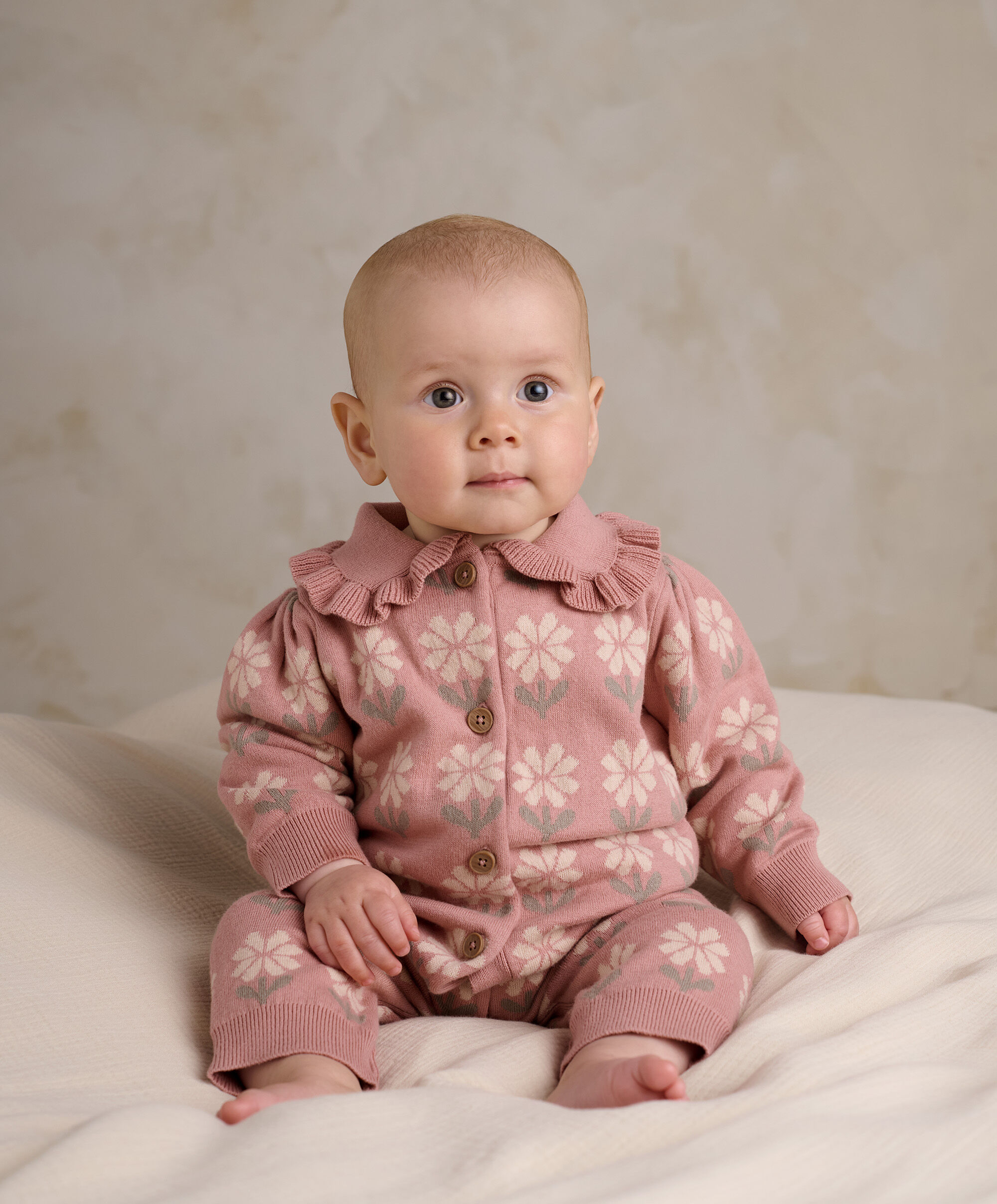 Pink Floral Knitted Romper