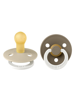 Bibs Colour Pacifier 2 Pack Latex S1 - Vanilla Glow / Dark Oak Glow