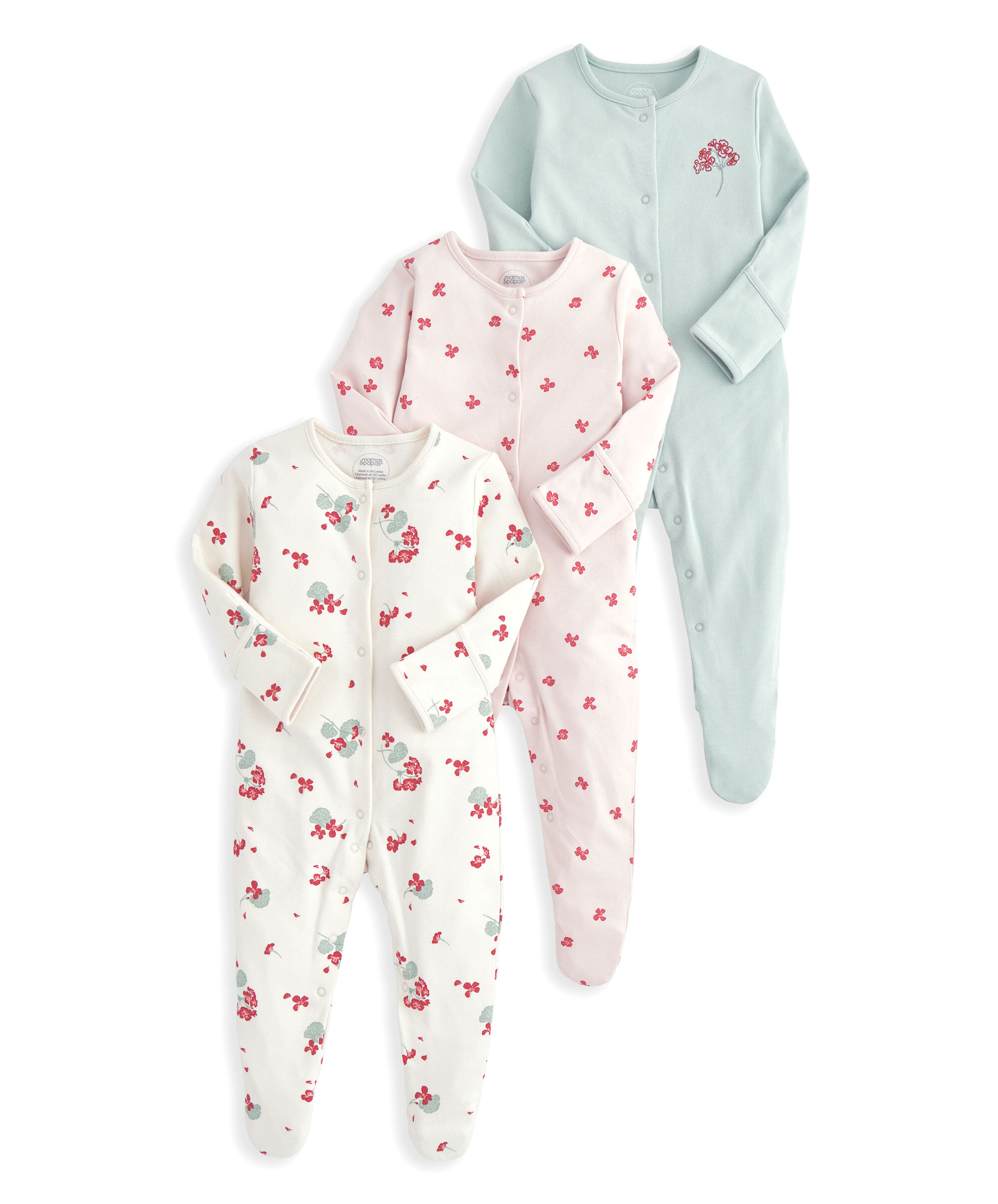 3 Pack Geranium Sleepsuits image number 2