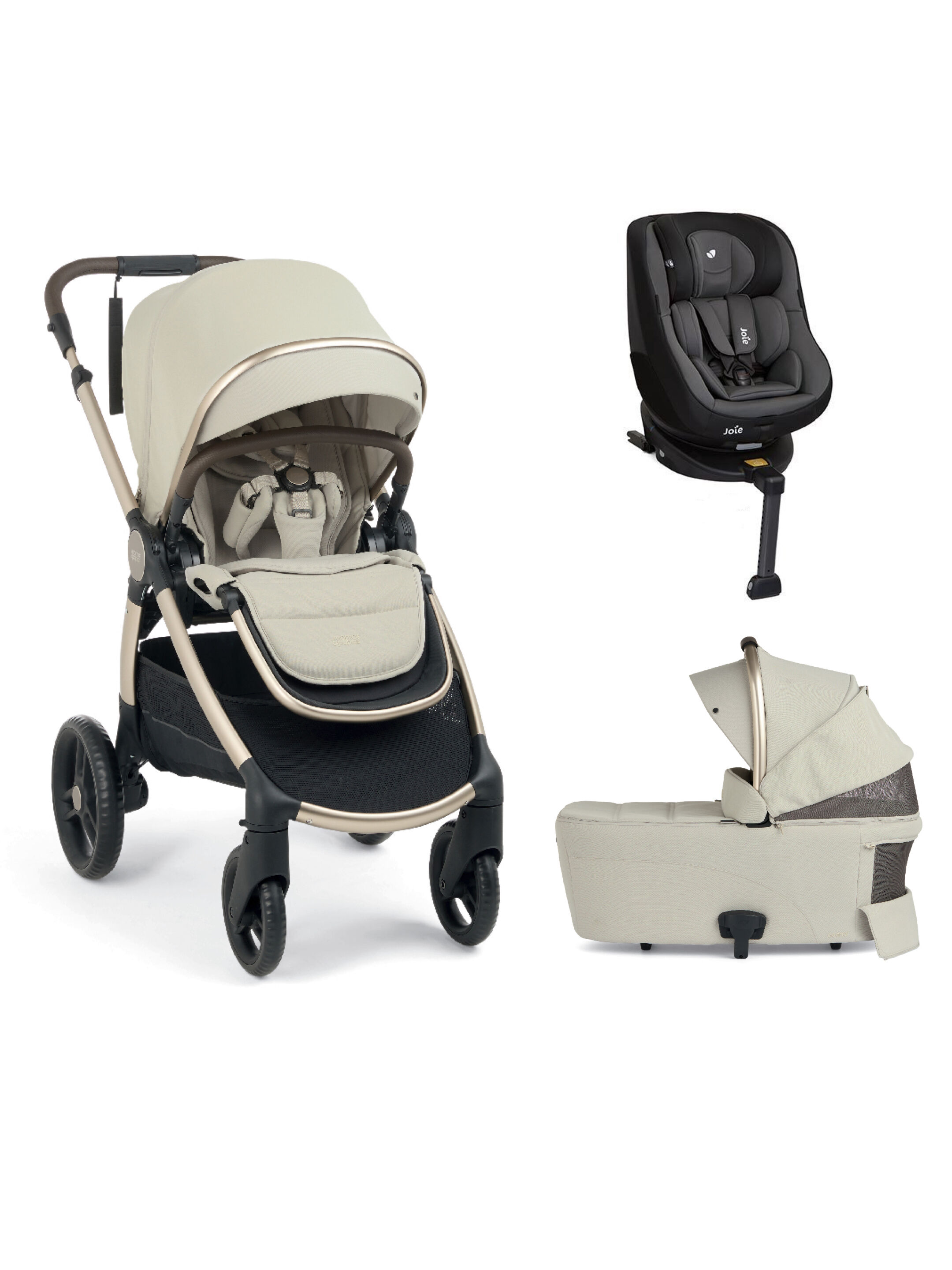 Ocarro 2 Pushchair and Carrycot Bundle with Joie SPIN 360 (3 Pieces) - Shell
