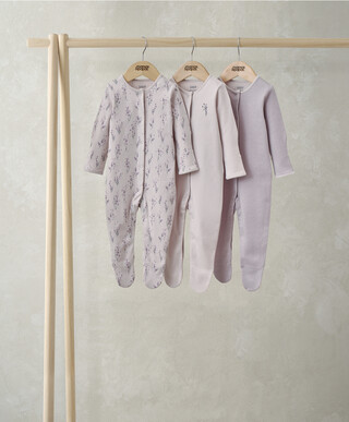 Mamas & Papas Lavendar Sleepsuits (Pack of 3)