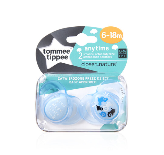 Tommee Tippee Closer to Nature Any Time Soothers 6-18 months (2 Pack) - Blue image number 1