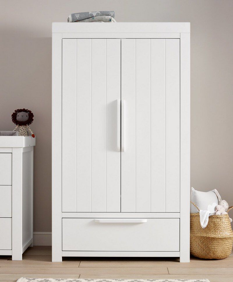 Franklin 2 Door Kids Wardrobe with Drawer - White image number 3