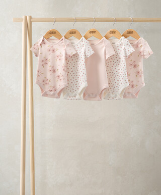 Floral Short Sleeve Bodysuits (Pack of 5)