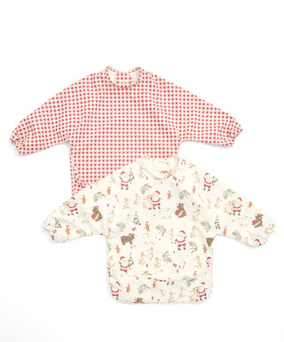 Xmas 2Pk Long Slv Bibs - Santa & Fri