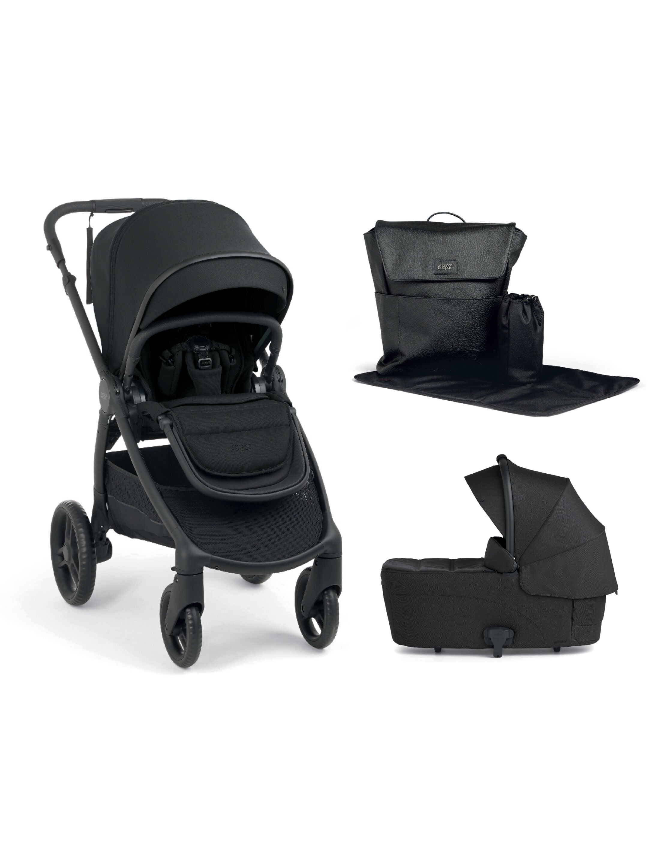 Ocarro 2 Pushchair and Carrycot Bundle with Adjustable Changing Backpack (3Pieces) - Eclipse image number 1