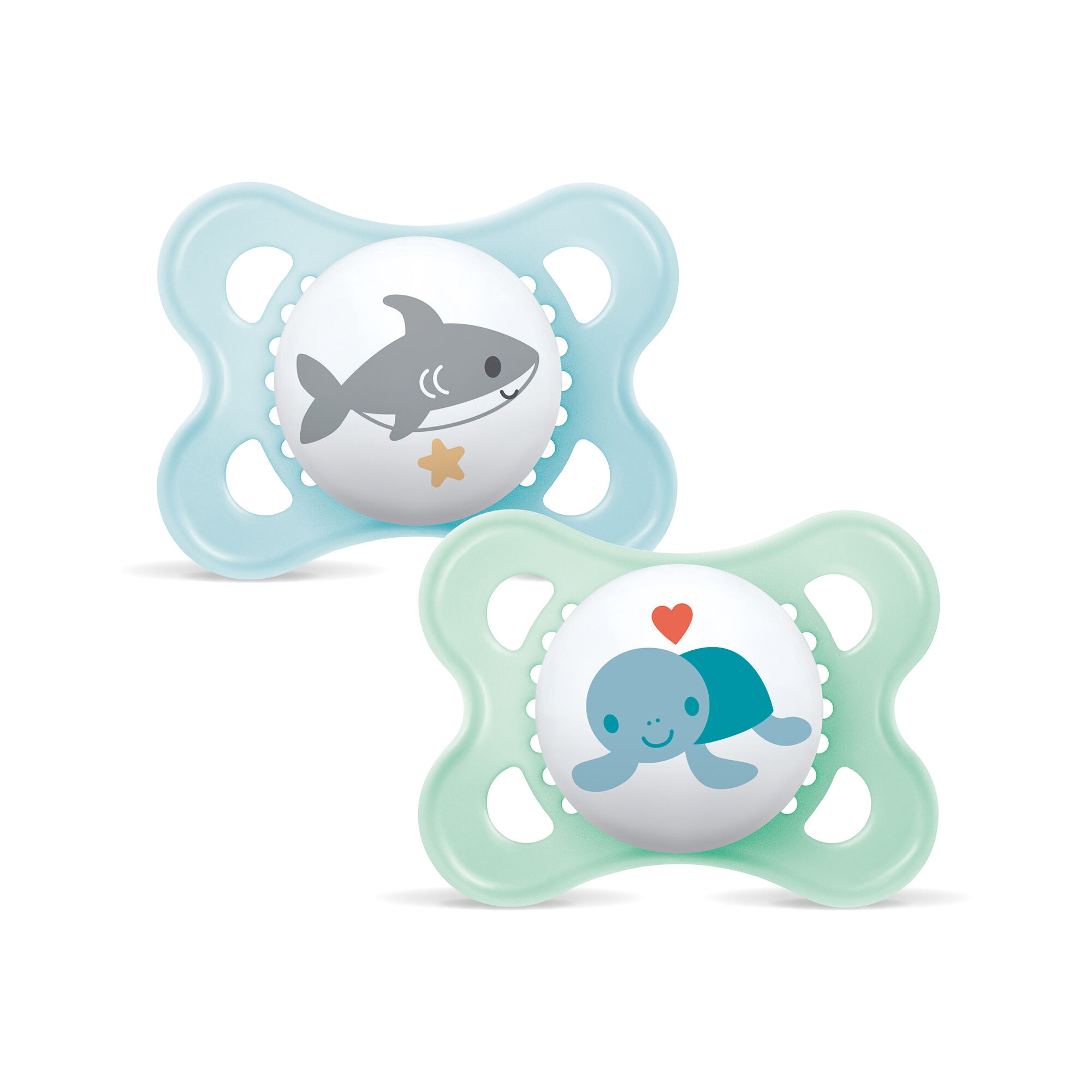 Mam Baby Original Silicone Pacifier - 2-6 M | Sealife Blue & Green  - Pack of 2