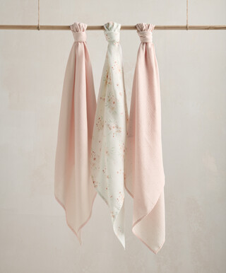 Large Floral Muslin Squares - 3 Pack