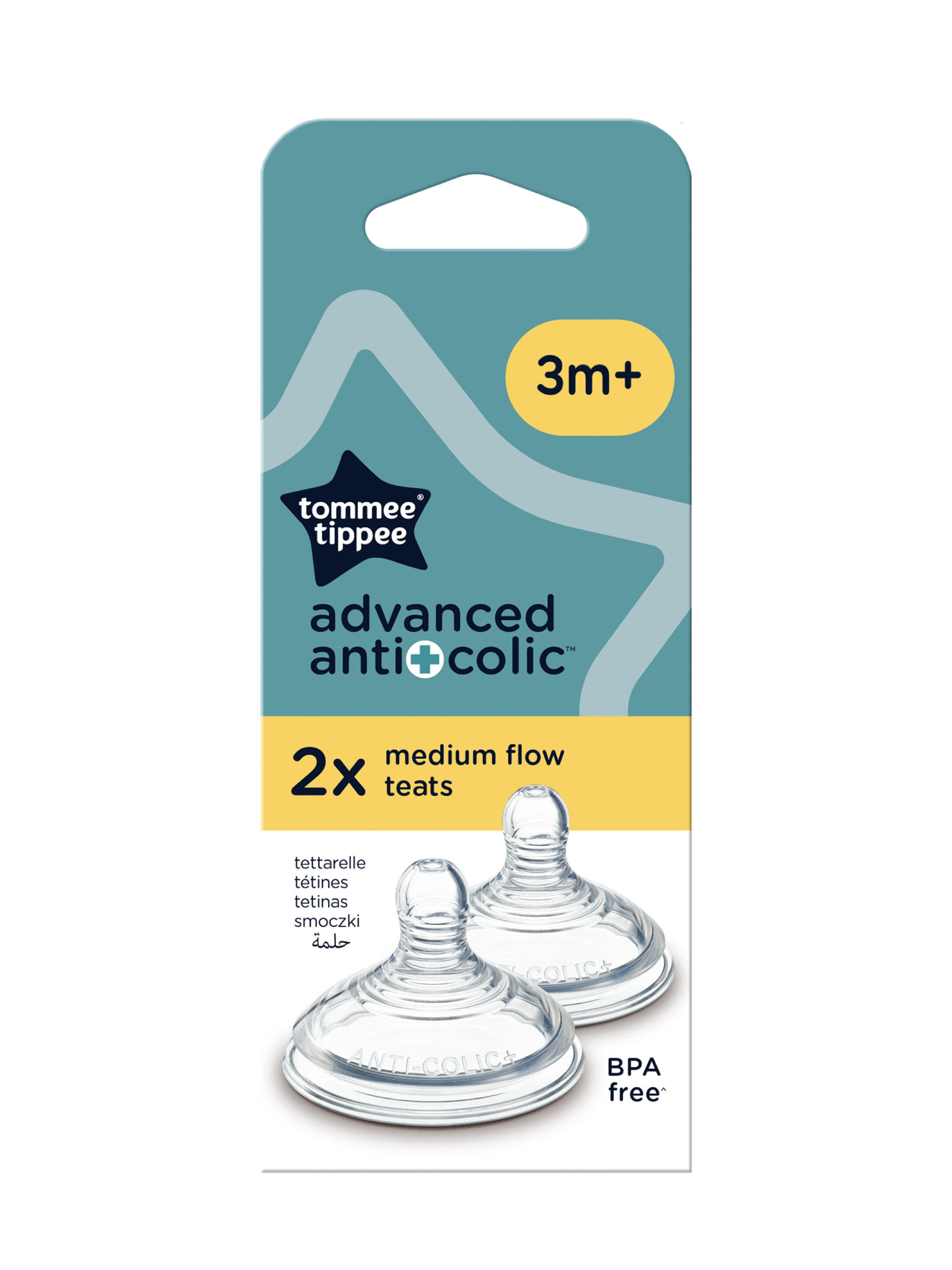 Tommee Tippee Advance Anti-Colic Medium Flow Teat (Pack of 2)