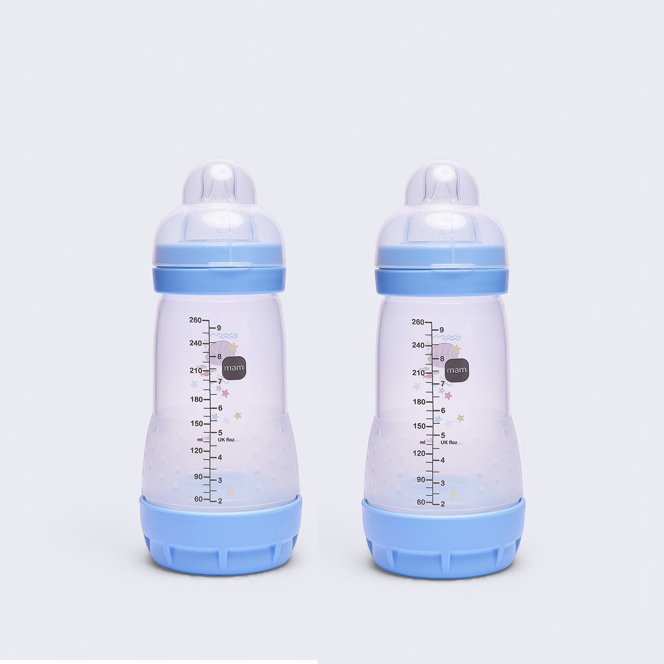 Mam Baby Easy Start Anticolic  Silicone Bottle - 2 M+ | Sealife Blue & Beige - 260 Ml -  Pack of 2