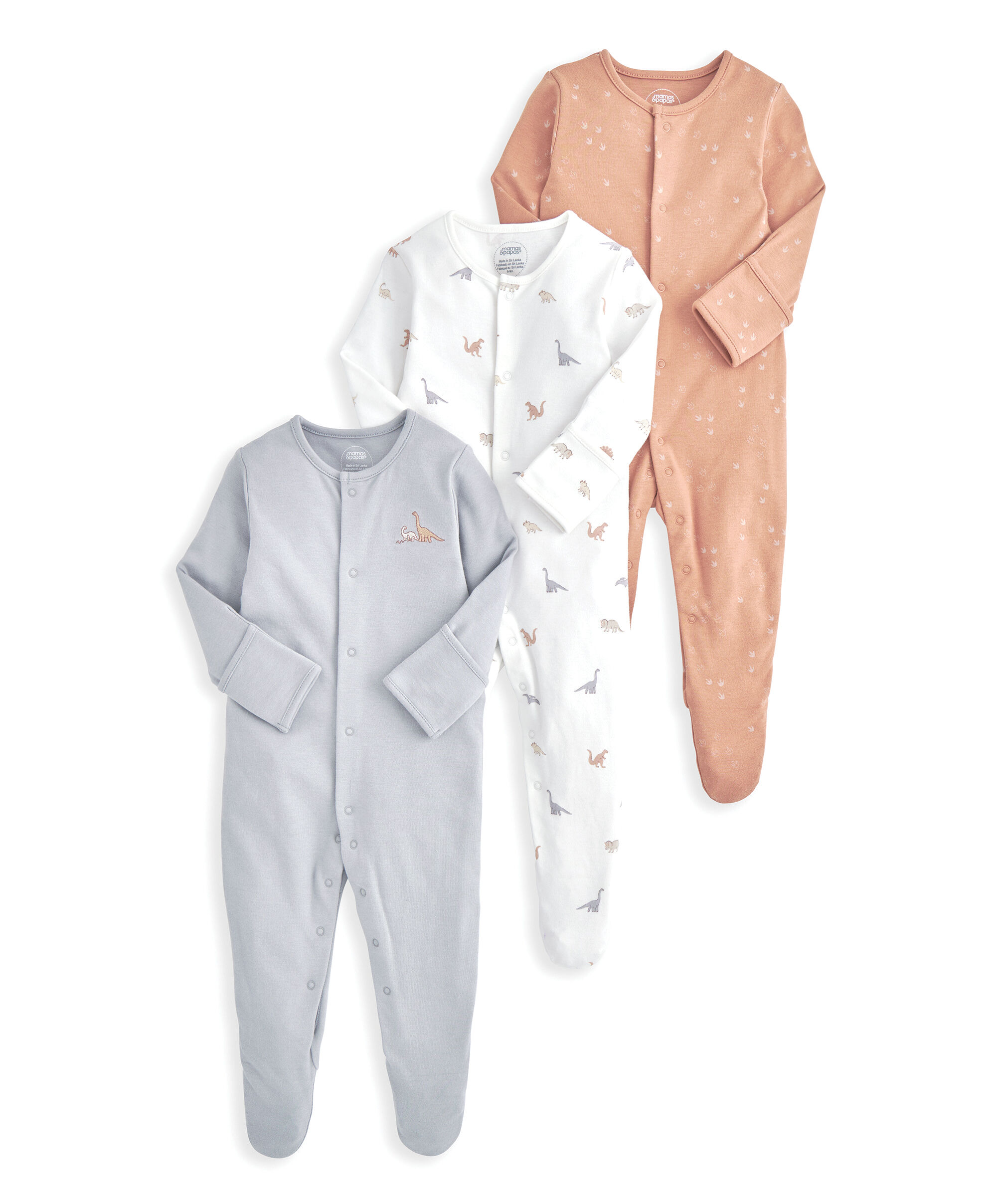 3 Pack Micro Dino Sleepsuits image number 2