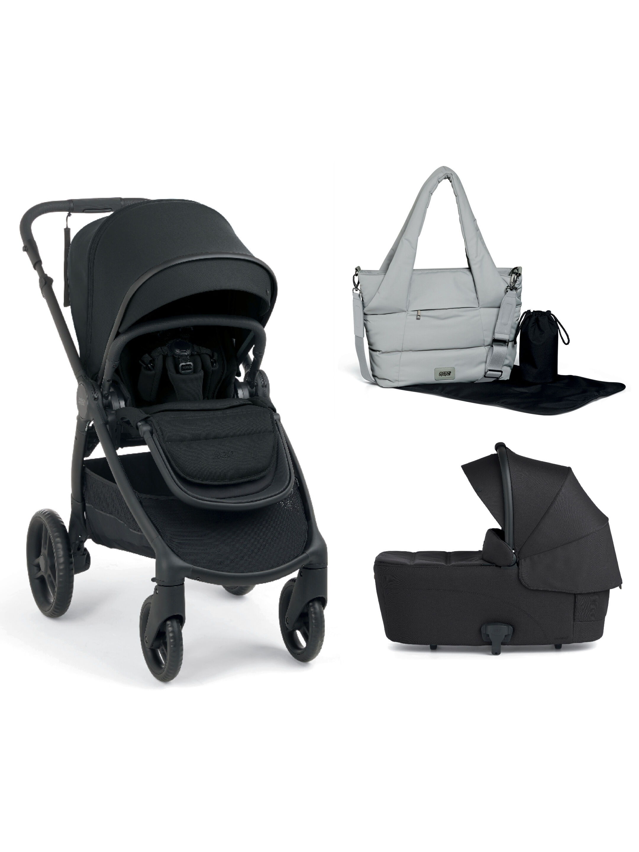 Ocarro 2 Pushchair and Carrycot Bundle with Totebag (3Pieces) - Eclipse