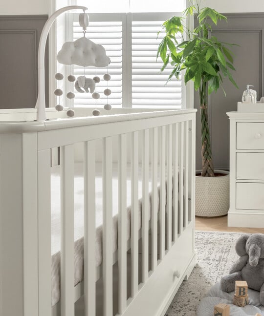 Oxford Wooden Cot & Toddler Bed with Storage - White image number 3