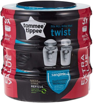 Buy Tommee Tippee Twist and Click Advanced Nappy Disposal Sangenic + 6pcs  Refill - White - Grooming