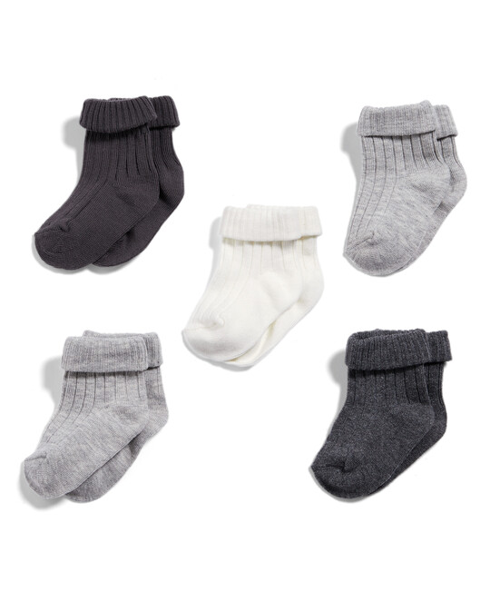 White & Grey Socks (5 Pairs) image number 1