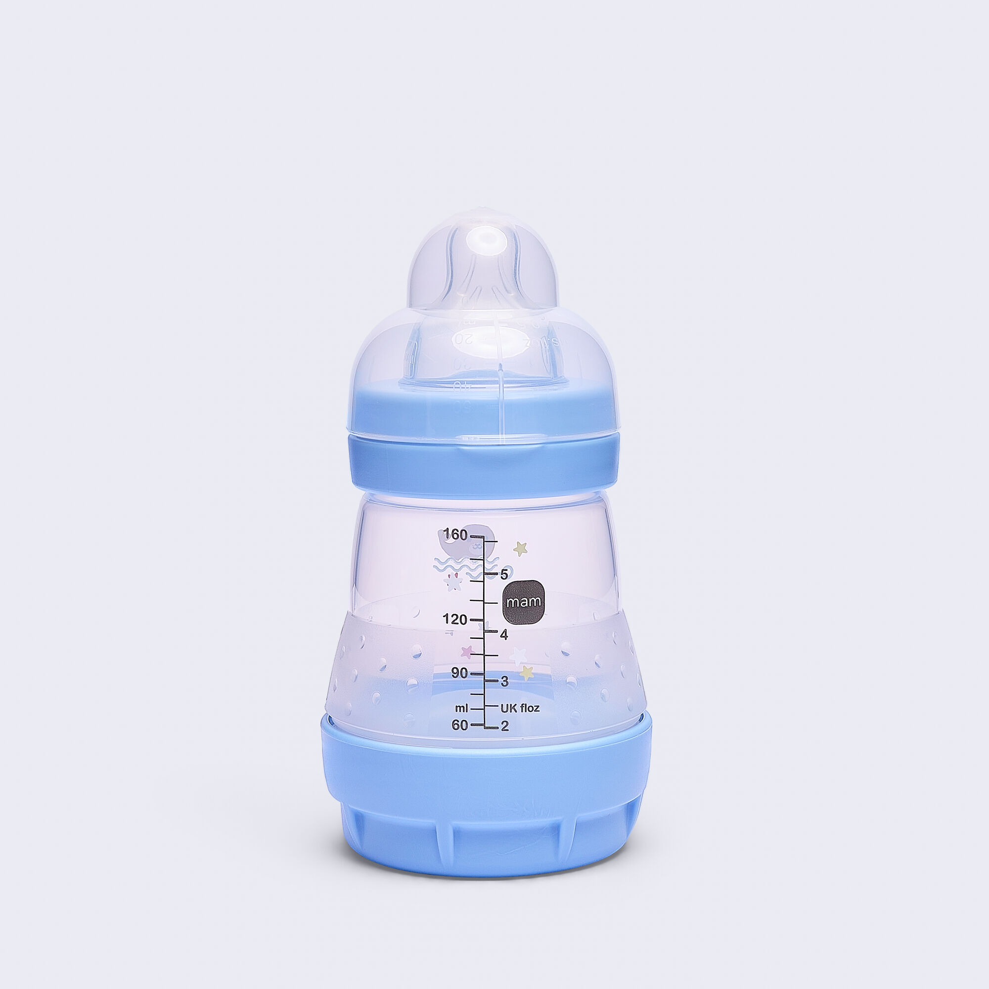 Mam Baby Easy Start Anticolic Silicone Bottle - 0 M+ | Sealife Blue - 160 Ml -  Pack of 1