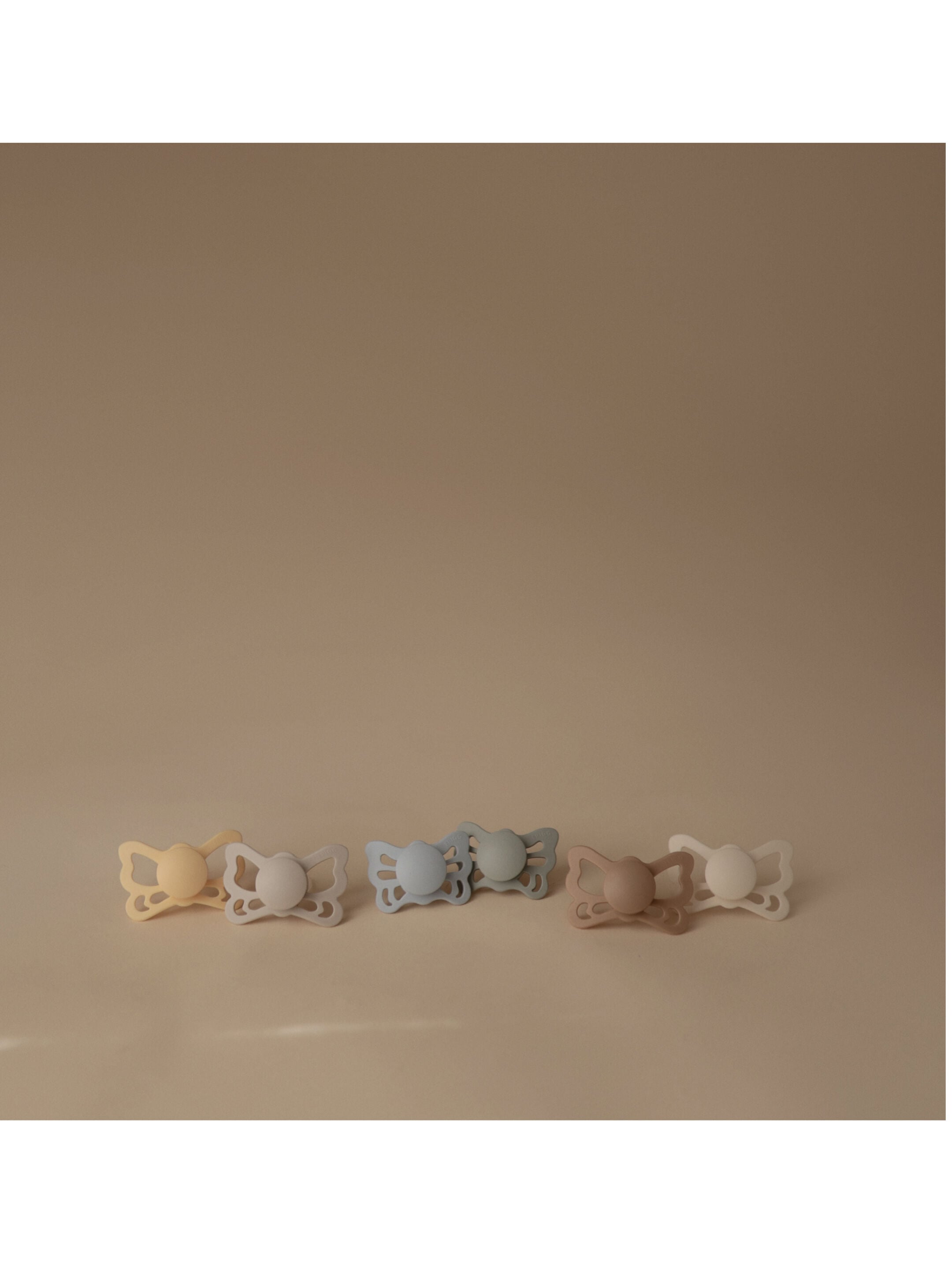FRIGG Butterfly Anatomical Silicone Baby Pacifier 0-6M 2-Pack Cream/Blush - Size 1 image number 2