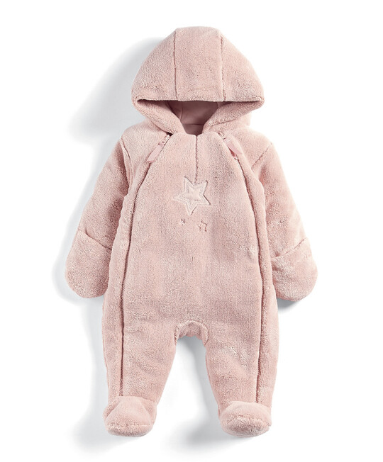 Soft Faux Fur Star Design Pramsuit Pink- 9-12 months image number 1