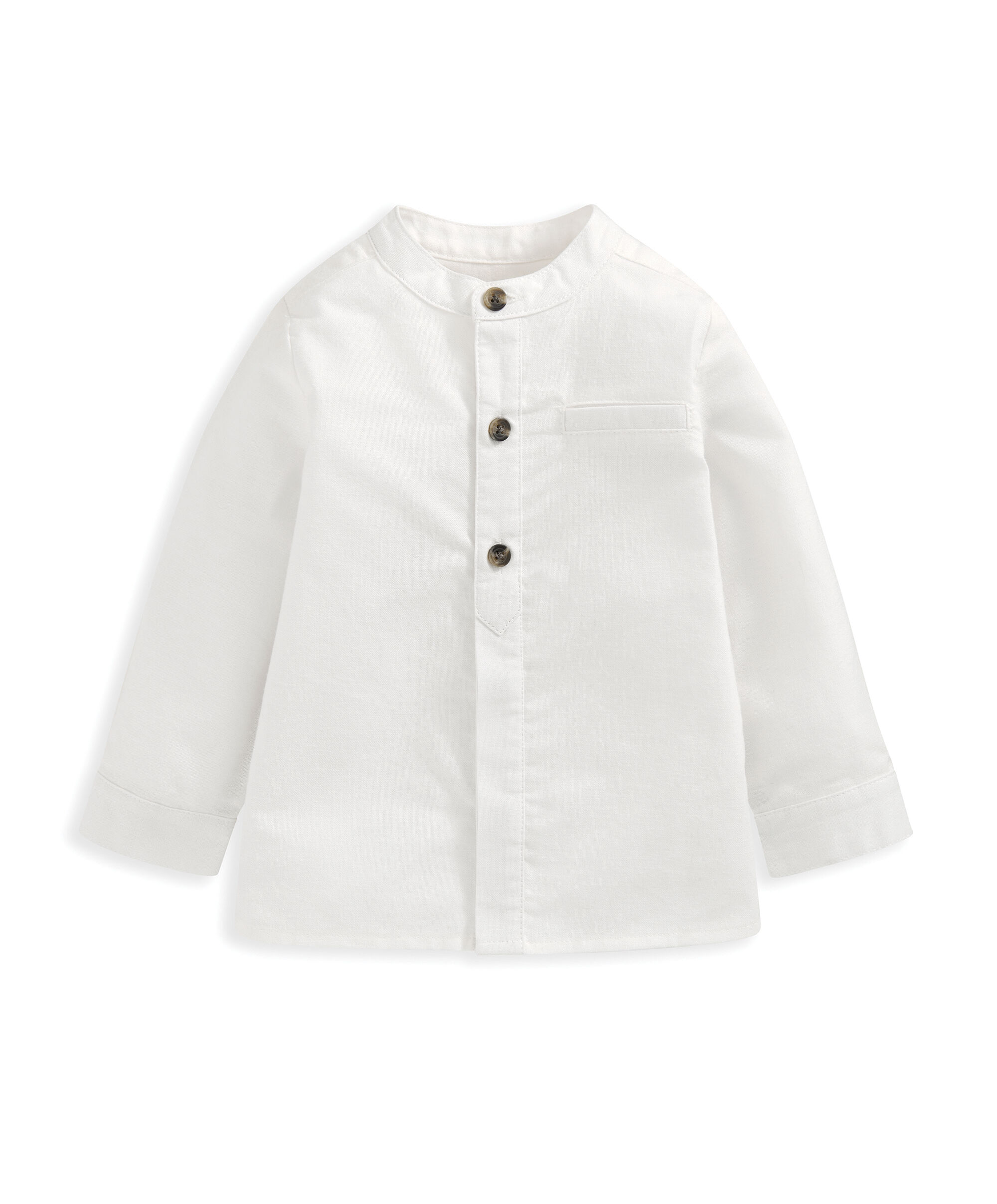 Grandad Collar Shirt - White image number 2