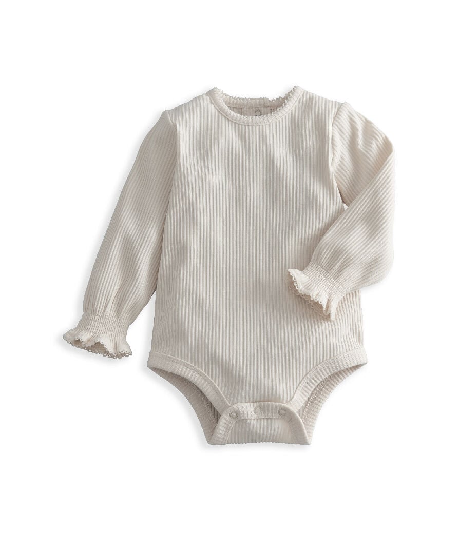 Cream Picot Trim Bodysuit image number 2