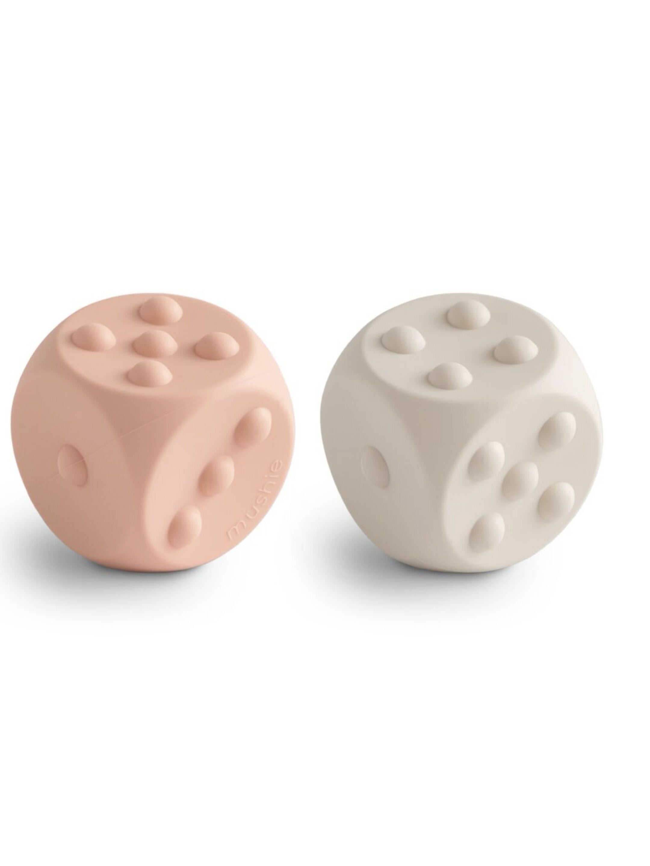 Mushie Dice Press Toy (set of 2) Blush/Shifting Sand