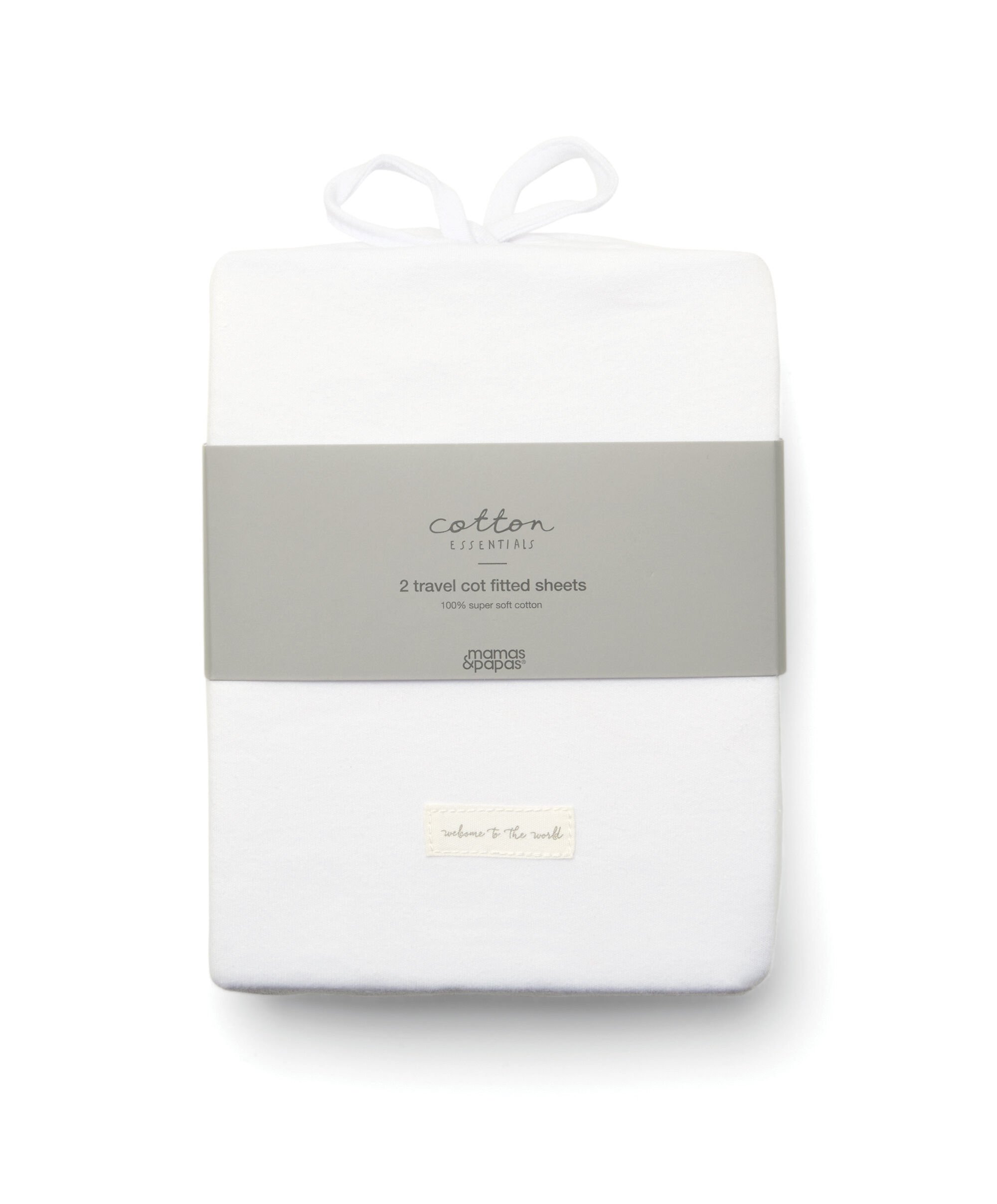 Travel Cot Fitted Sheets (2 Pack) - White image number 2