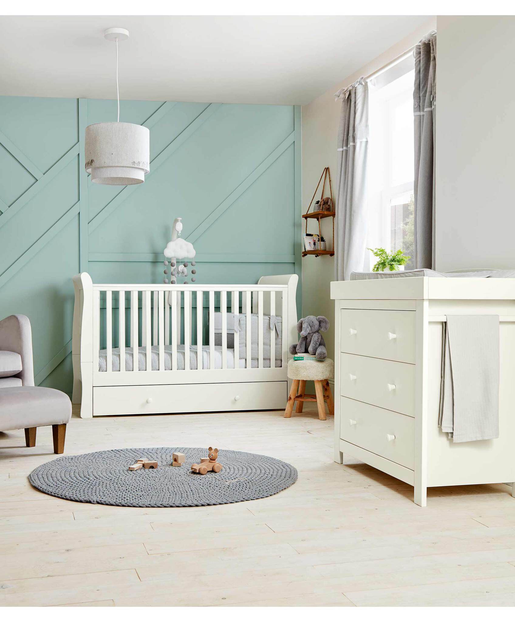 Mia 2 Piece Cotbed with Dresser Changer Set - White image number 1