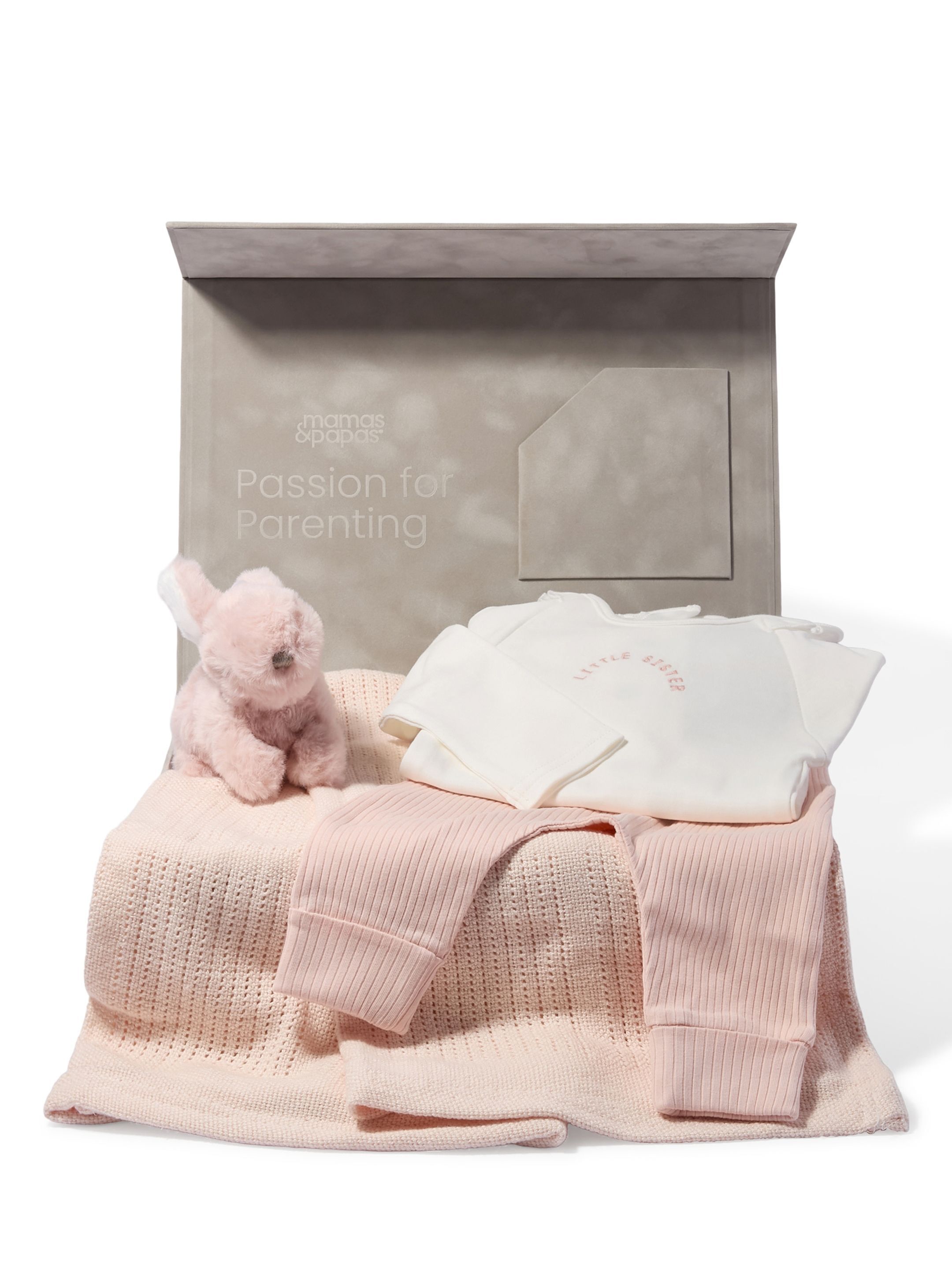 Little Sister Baby Gift Set with Pink Blanket & Bunny
