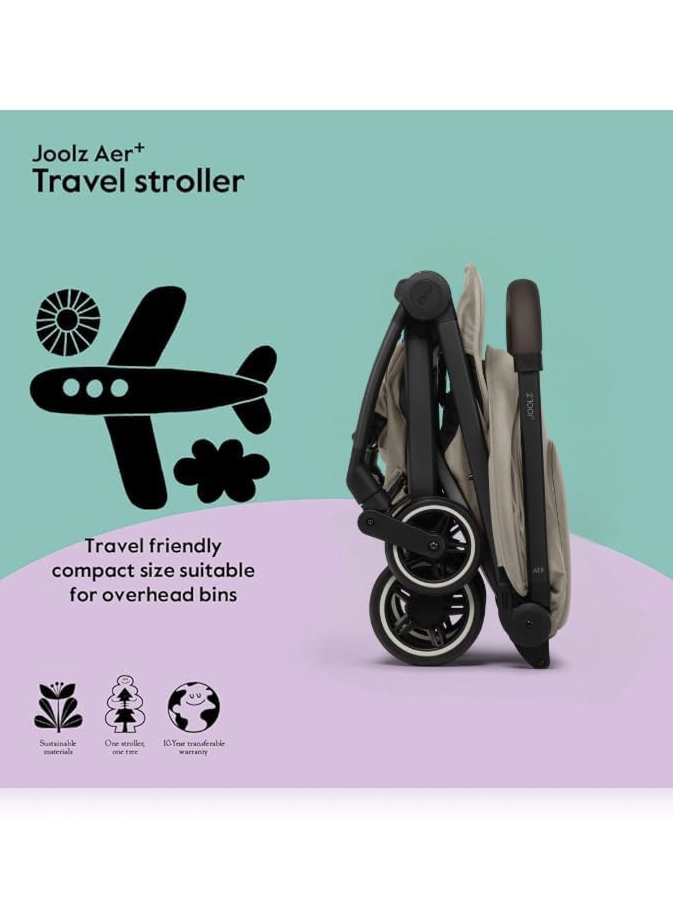 Joolz Aer+ Compact Travel Stroller - Black image number 5