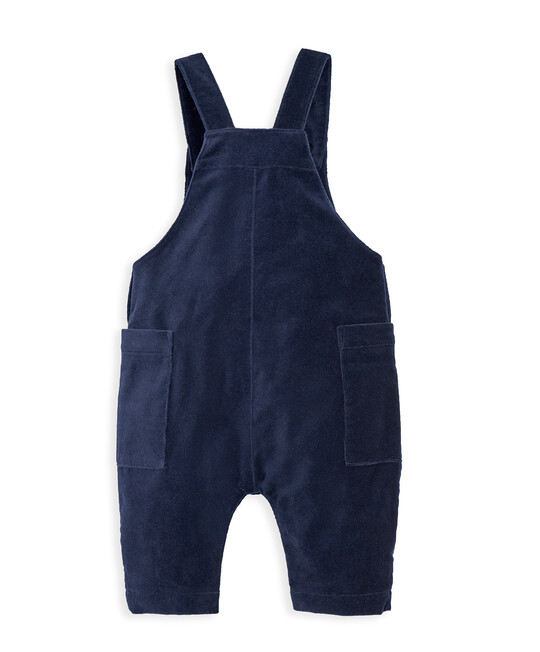 Navy Velour Dungarees & Bodysuit image number 2