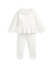 White Frill Knitted Top & Leggings Set image number 2