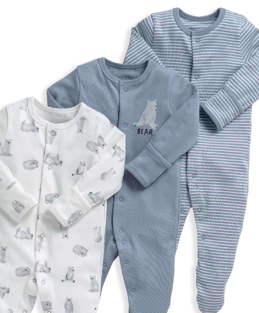 Bear Print Sleepsuits - 3 Pack image number 4