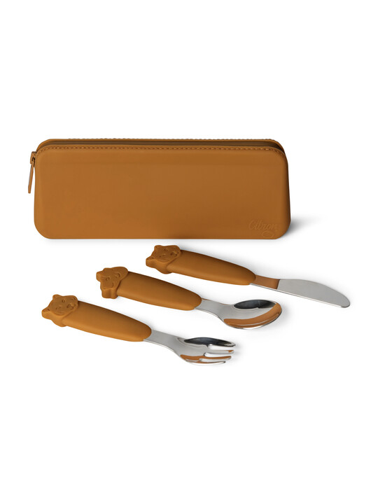 Citron Silicone Cutlery Set with Pouch Caramel image number 1