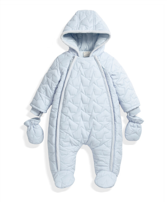 Quilted Pramsuit Blue- 0-3 image number 1