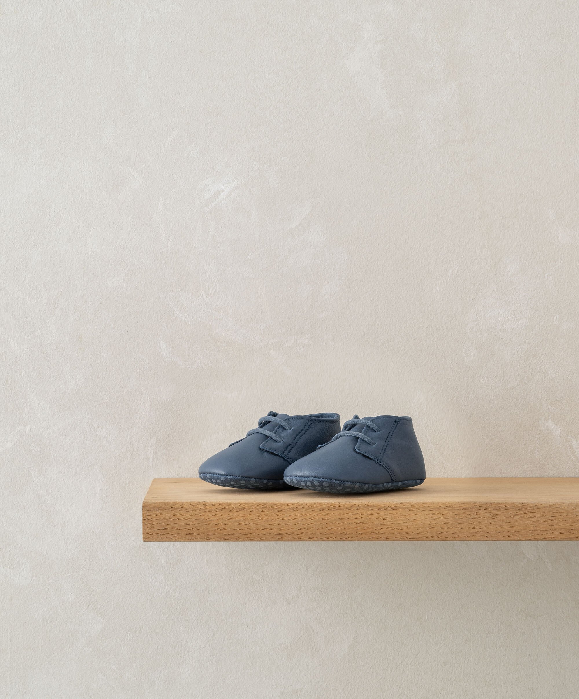 Leather Pram Shoes - Blue