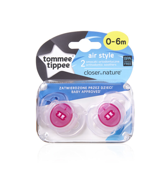 Tommee Tippee Closer to Nature Air Style Soothers 0-6 months (2 Pack) - Pink image number 2
