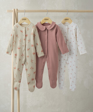 Dusky Floral Sleepsuits (Pack of 3)