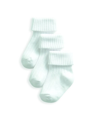 3 pack White Ribbed Socks