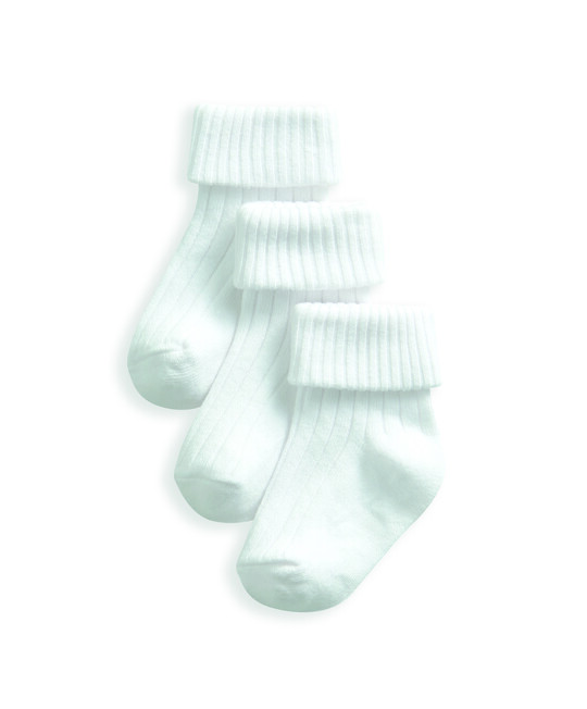 3 pack White Ribbed Socks image number 1
