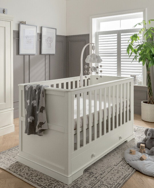 Oxford Wooden Cot & Toddler Bed with Storage - White image number 1