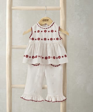 Top & Trouser Emb 2pc Set