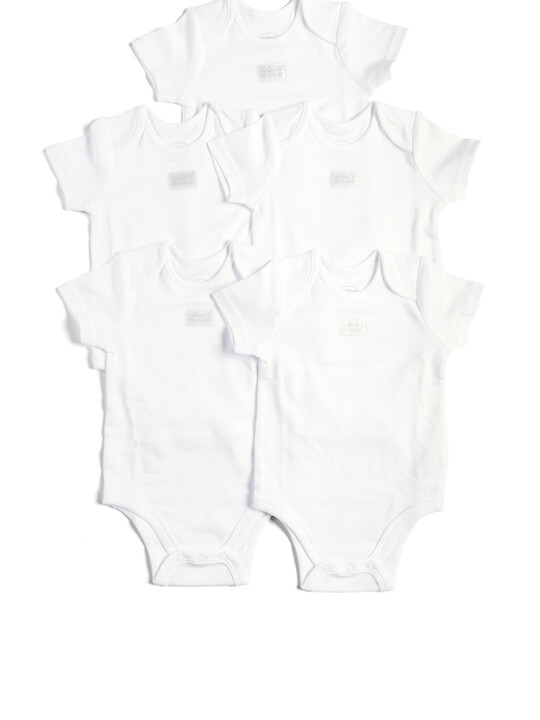 5 Pack of Short Sleeve White Bodysuits image number 1