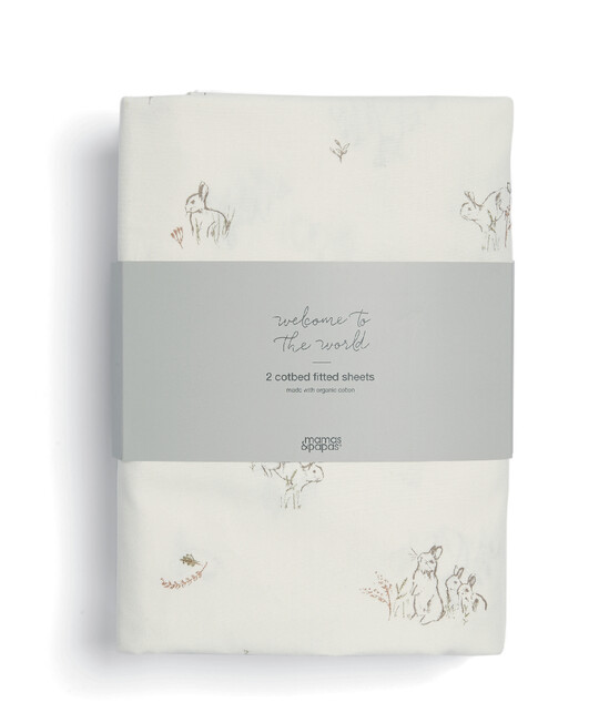 Welcome to the World Seedling Cotbed Fitted Sheets (2 pack) - Bunny/Fox image number 2