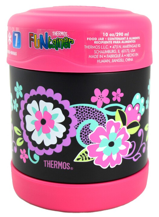 Thermosâ®- Funtainerâ® Stainless Steel Food Jar 290Ml- Black Floral image number 3