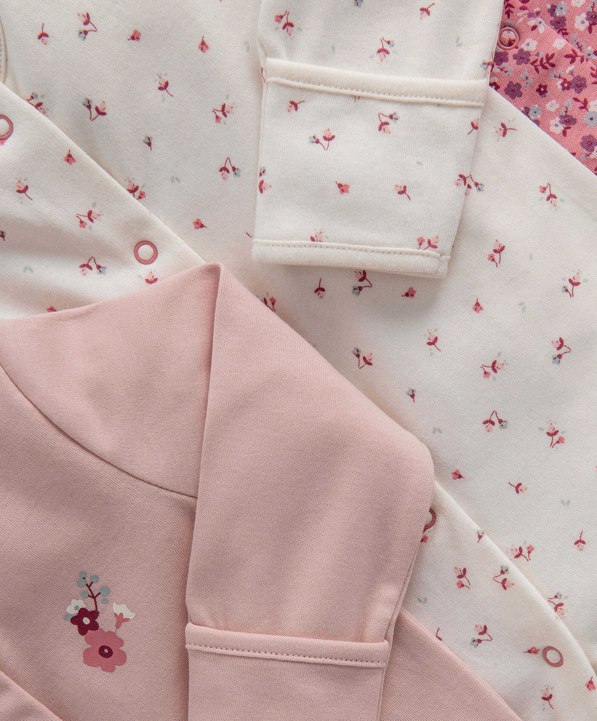 Warm Floral Sleepsuits - 3 Pack image number 3